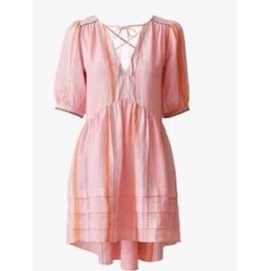 NWT Lemlem Liya Kebede x H&M Pink Striped Dress Linen Open Back Beach Resort M